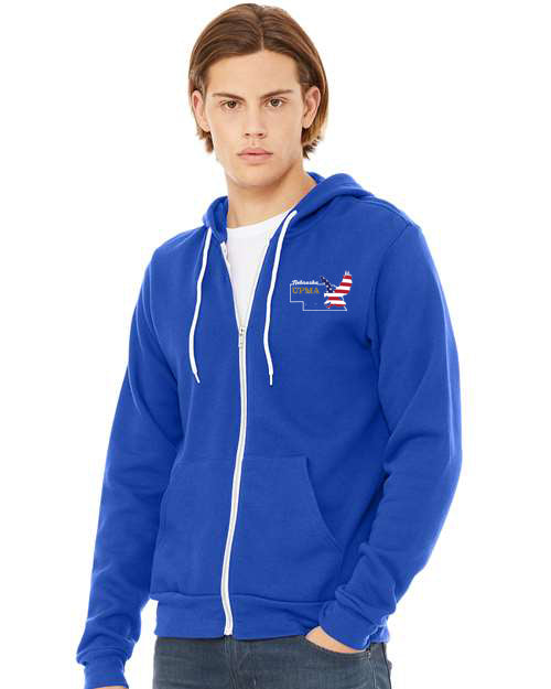 Embroidered NEBRASKA Unisex Sponge Fleece Full-Zip Hoodie Sweatshirt