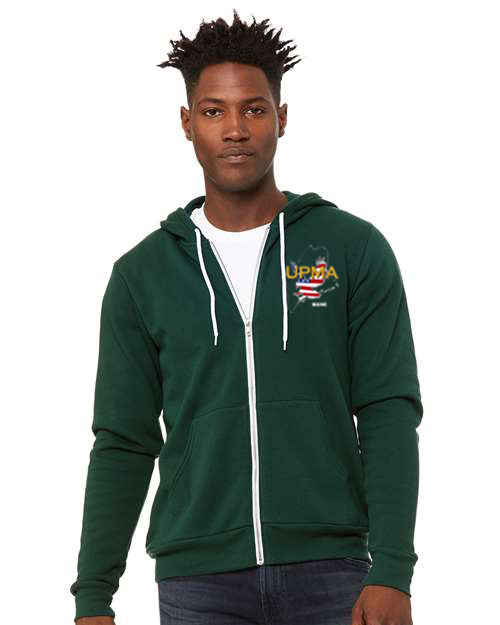 Embroidered MAINE Unisex Sponge Fleece Full-Zip Hoodie Sweatshirt