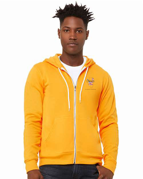 Embroidered ILLINOIS Unisex Sponge Fleece Full-Zip Hoodie Sweatshirt