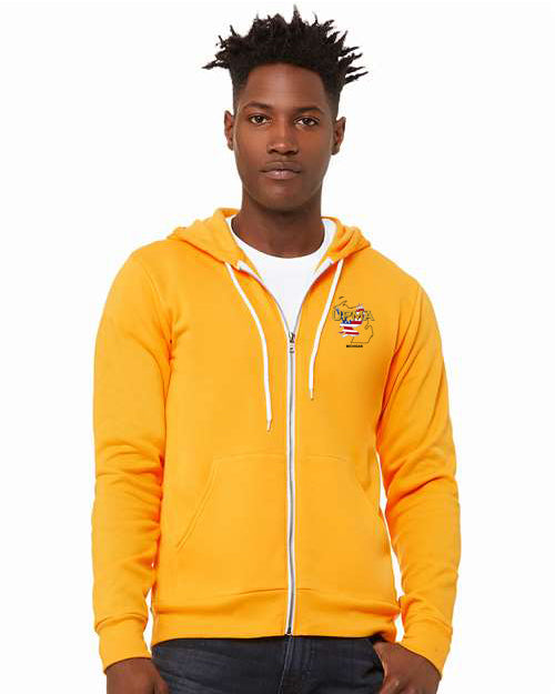 Embroidered MICHIGAN Unisex Sponge Fleece Full-Zip Hoodie Sweatshirt
