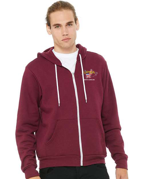 Embroidered NORTH CAROLINA Unisex Sponge Fleece Full-Zip Hoodie Sweatshirt