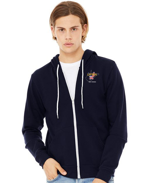 Embroidered WEST VIRGINIA  Unisex Sponge Fleece Full-Zip Hoodie Sweatshirt