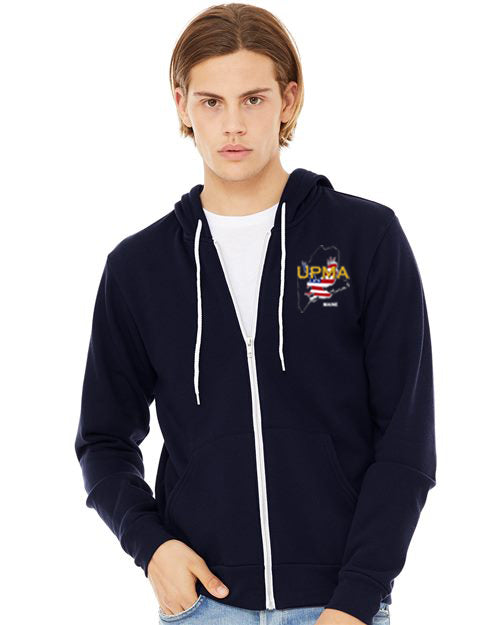 Embroidered MAINE Unisex Sponge Fleece Full-Zip Hoodie Sweatshirt