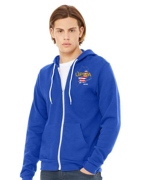 Embroidered MAINE Unisex Sponge Fleece Full-Zip Hoodie Sweatshirt