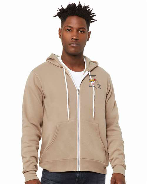 Embroidered LOUISIANA Unisex Sponge Fleece Full-Zip Hoodie Sweatshirt