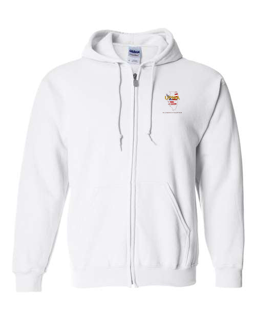 Embroidered ILLINOIS Unisex Sponge Fleece Full-Zip Hoodie Sweatshirt