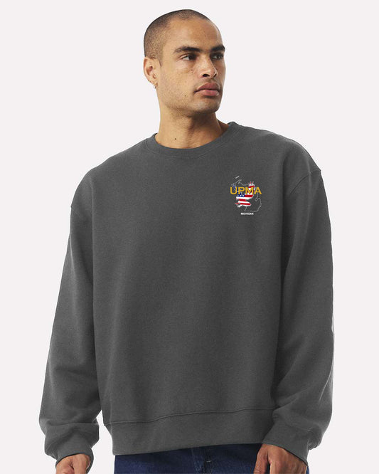 Embroidered MICHIGAN State Logo Unisex 10 oz. Heavyweight Crew Neck Sweatshirt