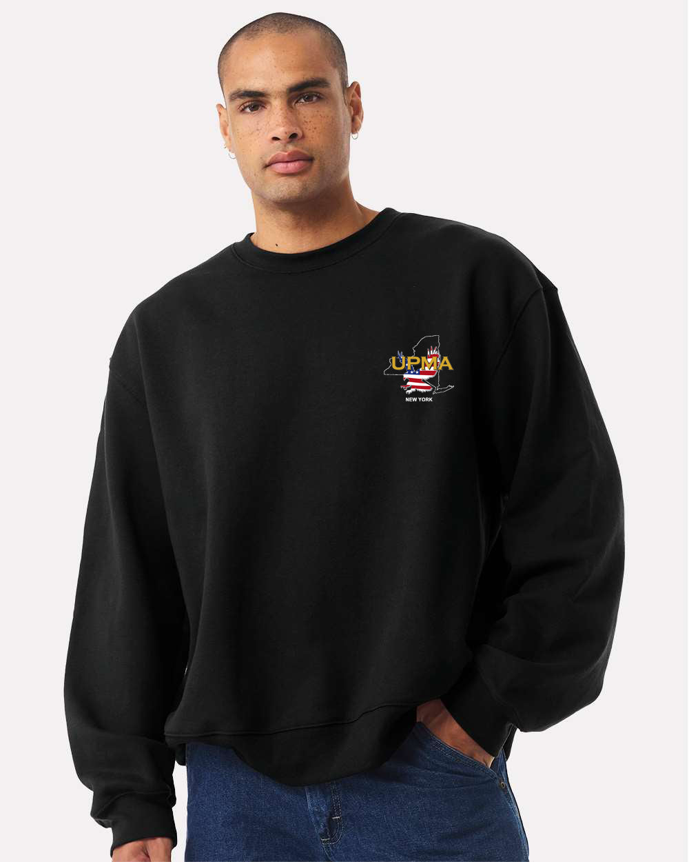 Embroidered NEW YORK  State Logo Unisex 10 oz. Heavyweight Crew Neck Sweatshirt