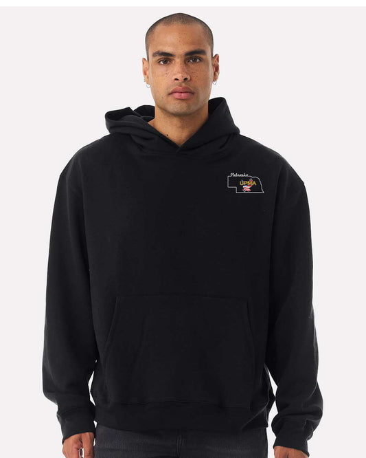 Embroidered NEBRASKA State Logo Unisex 10 oz. Heavyweight Hoodie Sweatshirt