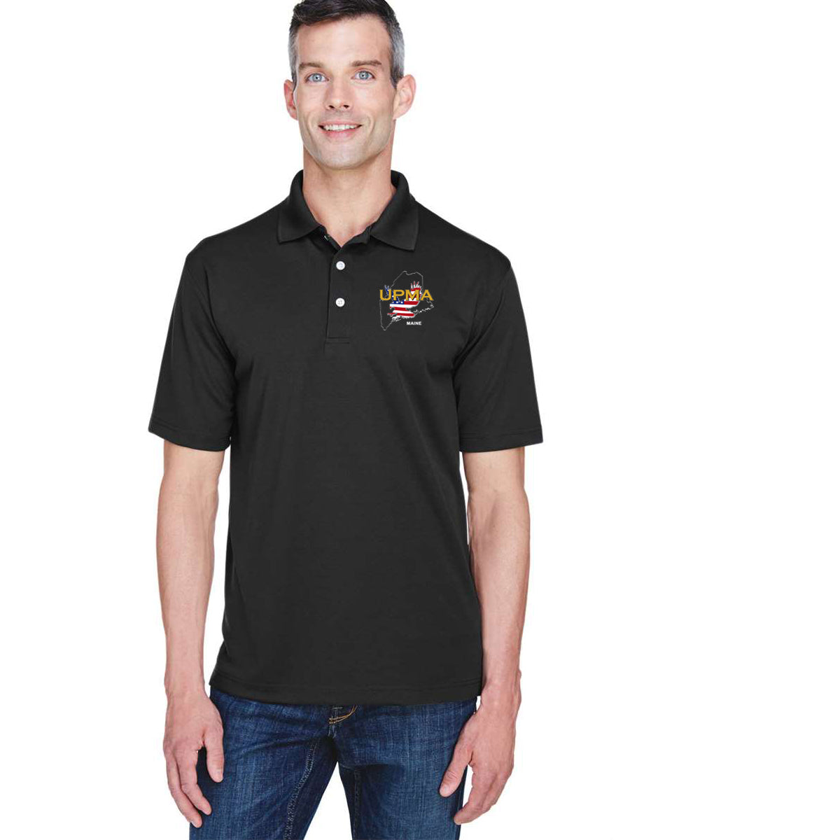 MAINE  State Logo unisex Performance Polo Shirt Embroidered