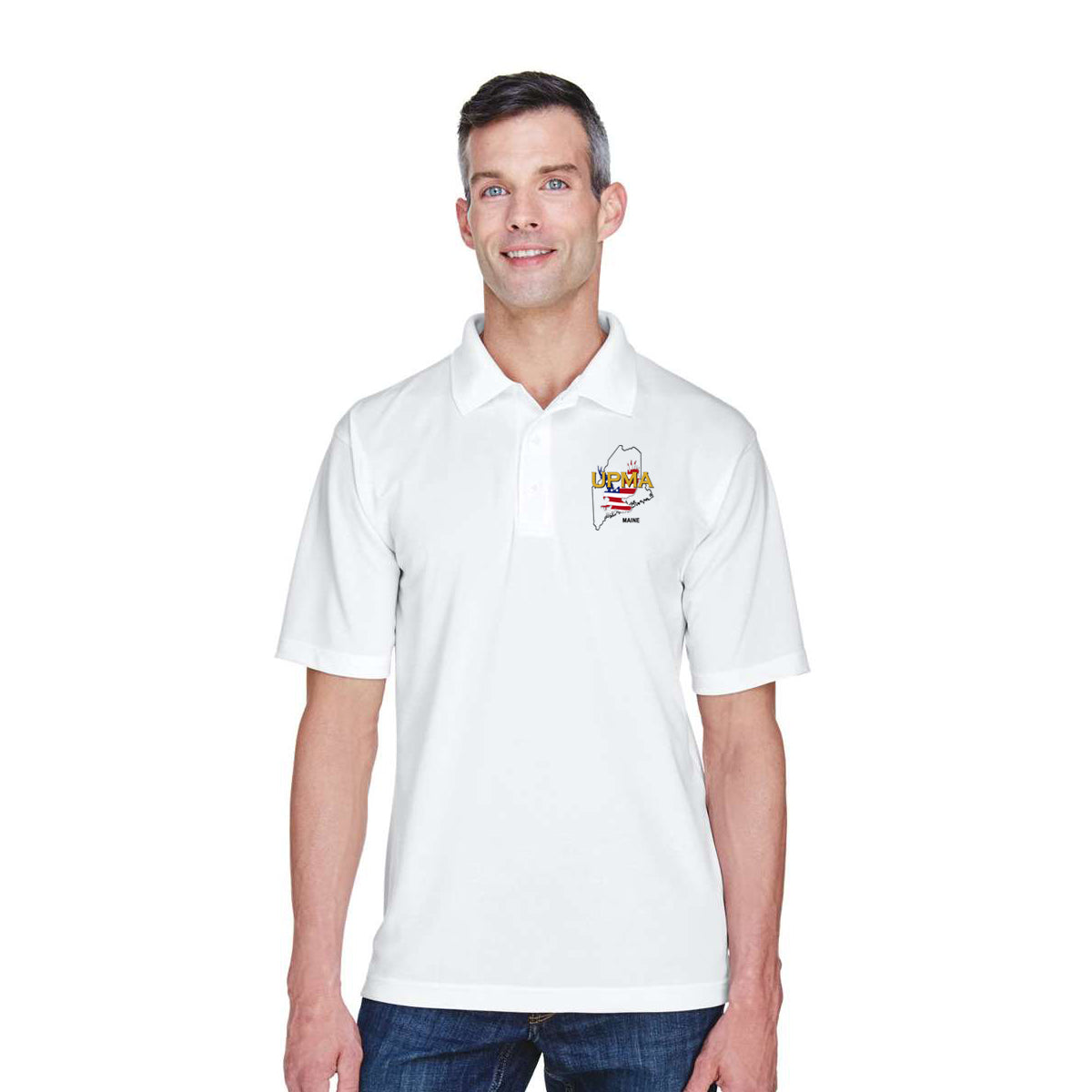 MAINE  State Logo unisex Performance Polo Shirt Embroidered