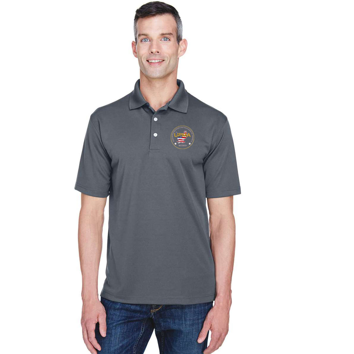 RETIRED State Logo unisex Performance Polo Shirt Embroidered