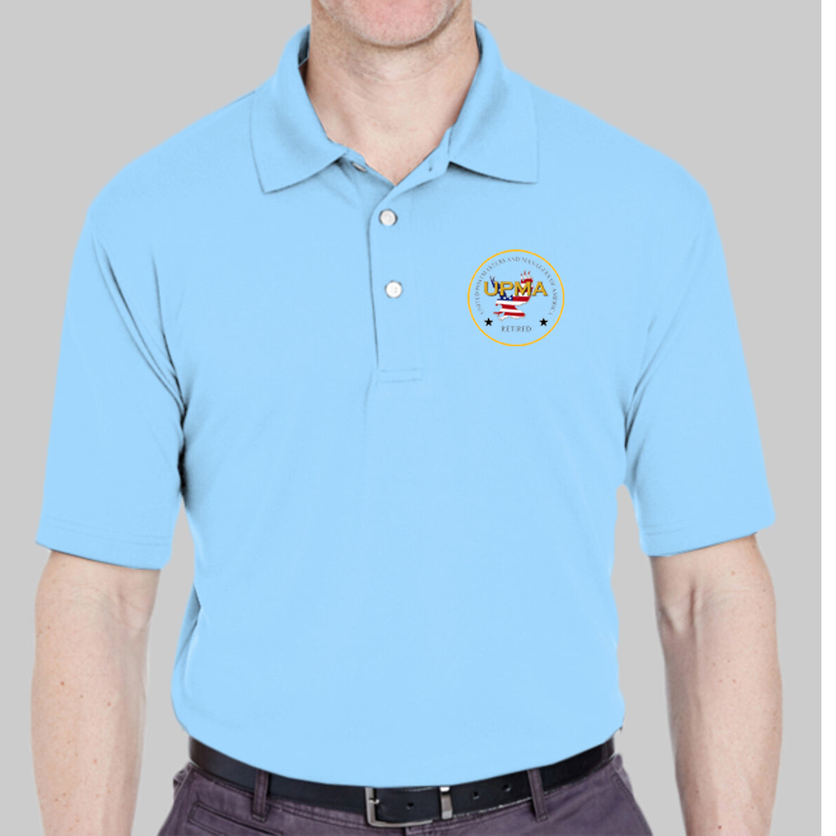 RETIRED State Logo unisex Performance Polo Shirt Embroidered