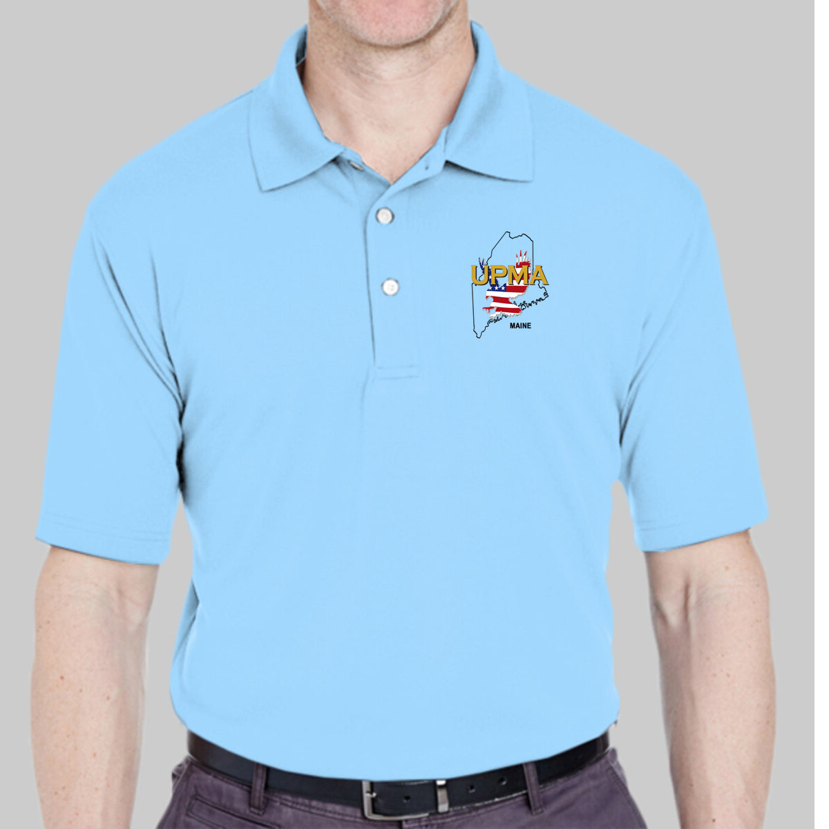 MAINE  State Logo unisex Performance Polo Shirt Embroidered