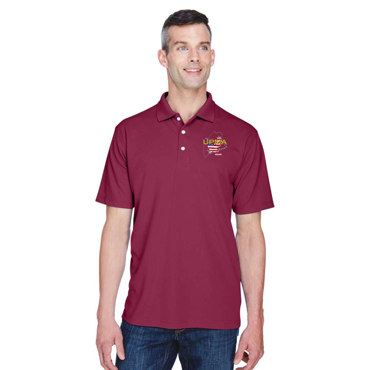 MAINE  State Logo unisex Performance Polo Shirt Embroidered