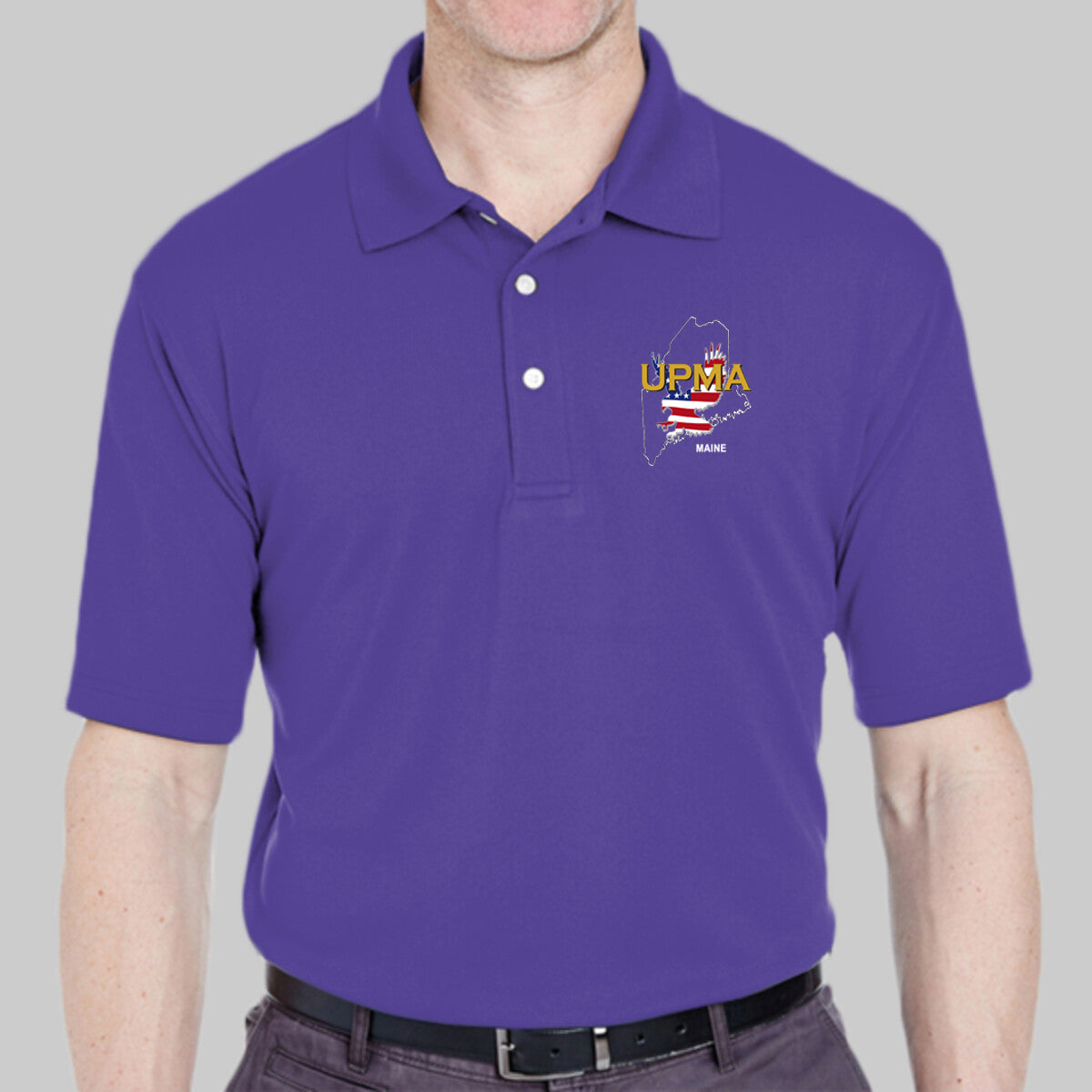 MAINE  State Logo unisex Performance Polo Shirt Embroidered