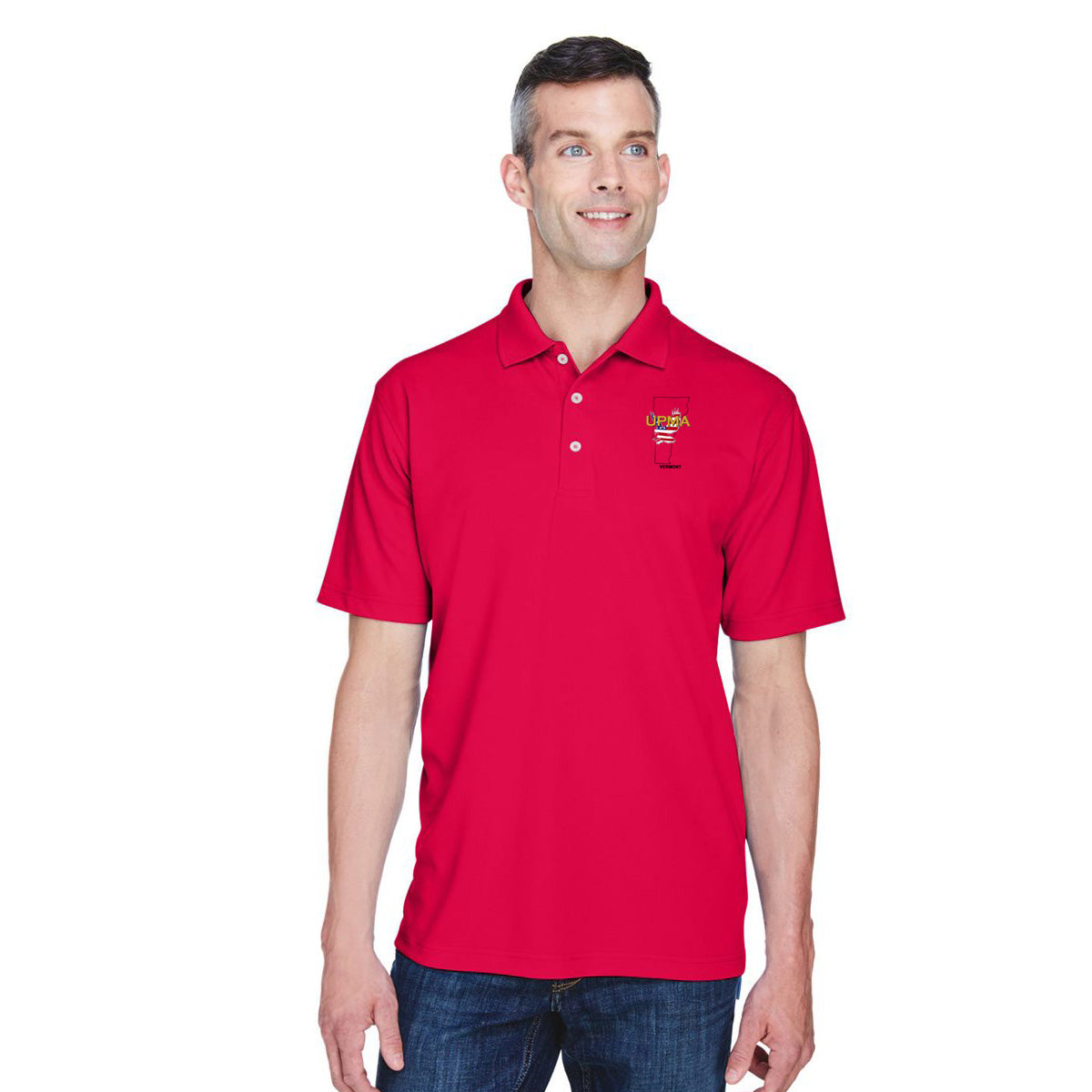 VERMONT State Logo unisex Performance Polo Shirt Embroidered