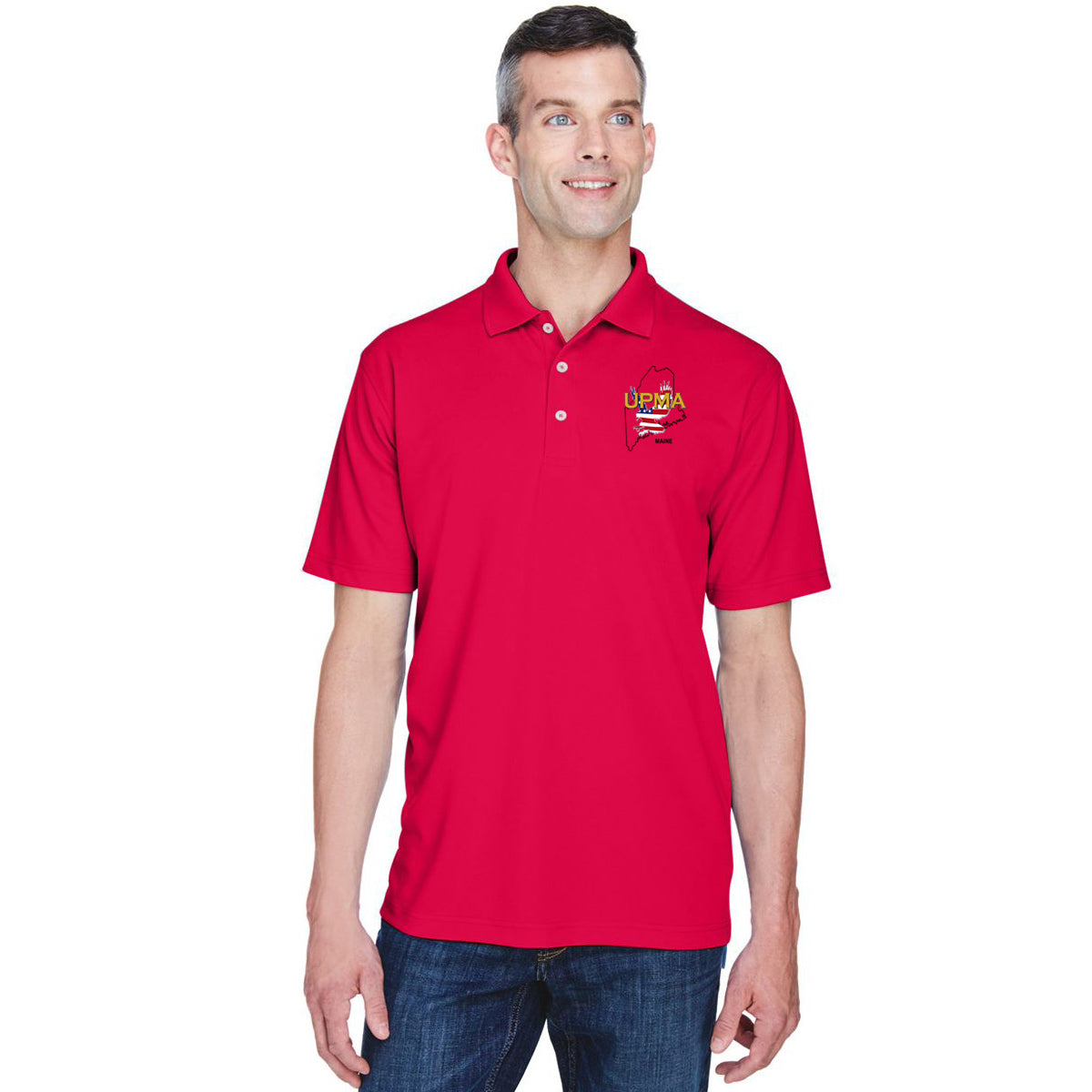 MAINE  State Logo unisex Performance Polo Shirt Embroidered