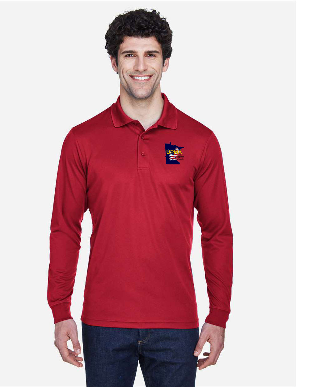 MINNESOTA State Logo Long Sleeve  Performance Polo Embroidered