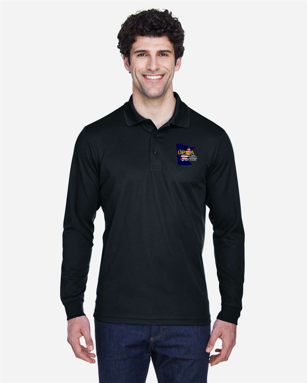 MINNESOTA State Logo Long Sleeve  Performance Polo Embroidered