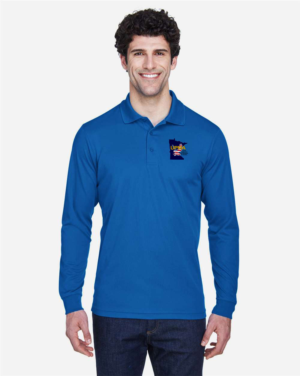 MINNESOTA State Logo Long Sleeve  Performance Polo Embroidered