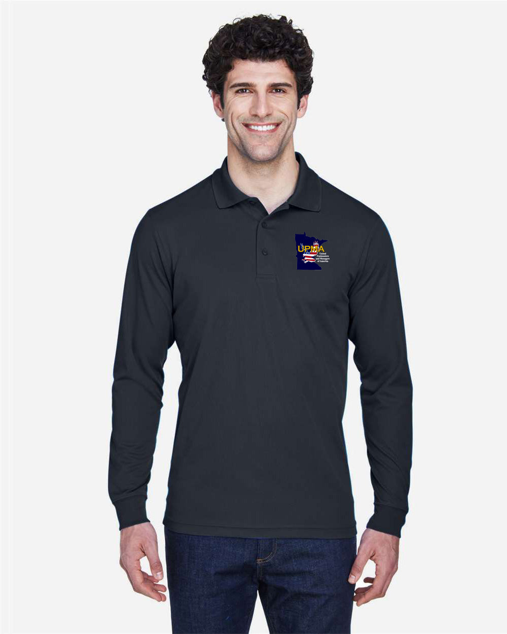 MINNESOTA State Logo Long Sleeve  Performance Polo Embroidered