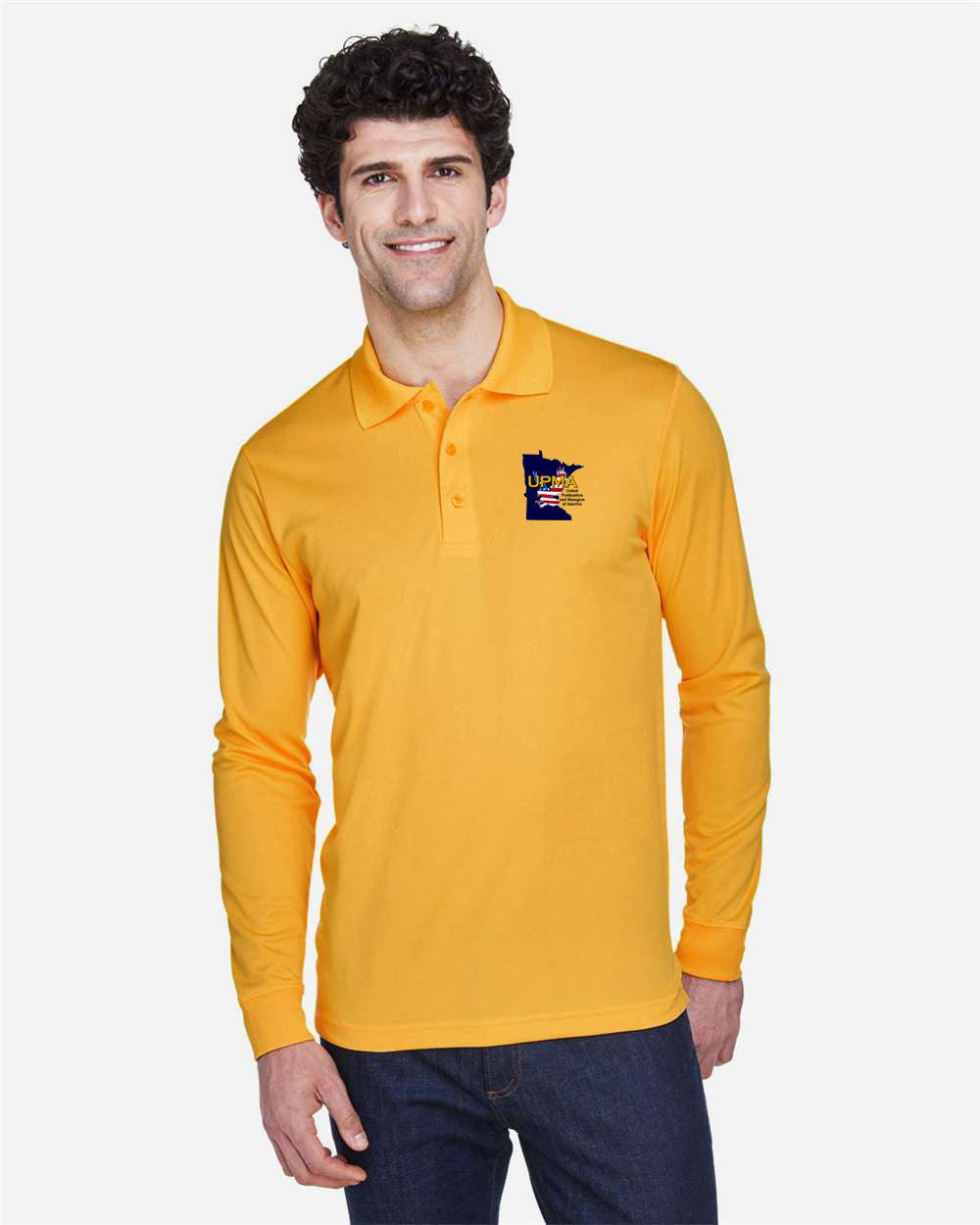MINNESOTA State Logo Long Sleeve  Performance Polo Embroidered
