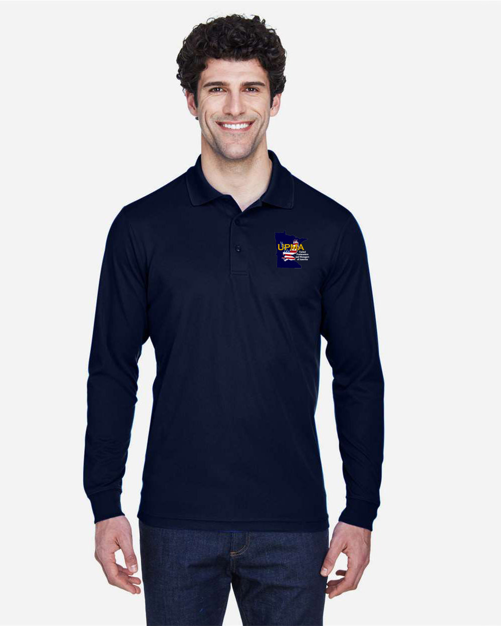 MINNESOTA State Logo Long Sleeve  Performance Polo Embroidered