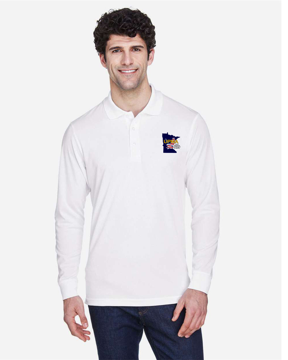 MINNESOTA State Logo Long Sleeve  Performance Polo Embroidered