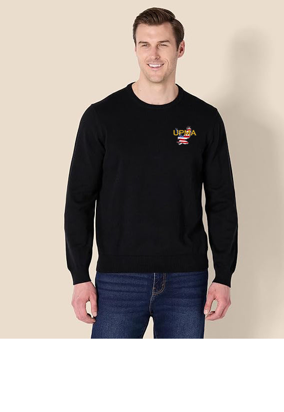 NATIONAL Logo Embroidered Long-Sleeve Crewneck Sweater, 100% Cotton