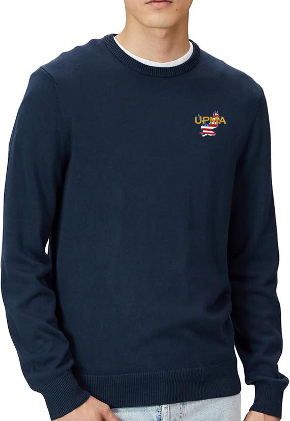 NATIONAL Logo Embroidered Long-Sleeve Crewneck Sweater, 100% Cotton