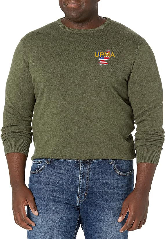 NATIONAL Logo Embroidered Long-Sleeve Crewneck Sweater, 100% Cotton