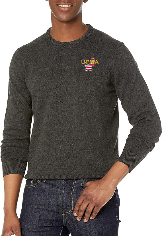 NATIONAL Logo Embroidered Long-Sleeve Crewneck Sweater, 100% Cotton