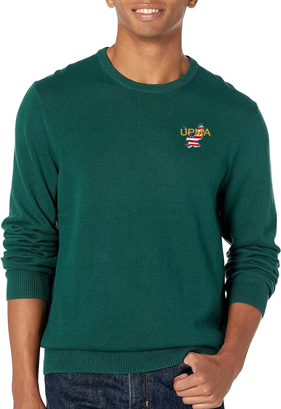 NATIONAL Logo Embroidered Long-Sleeve Crewneck Sweater, 100% Cotton