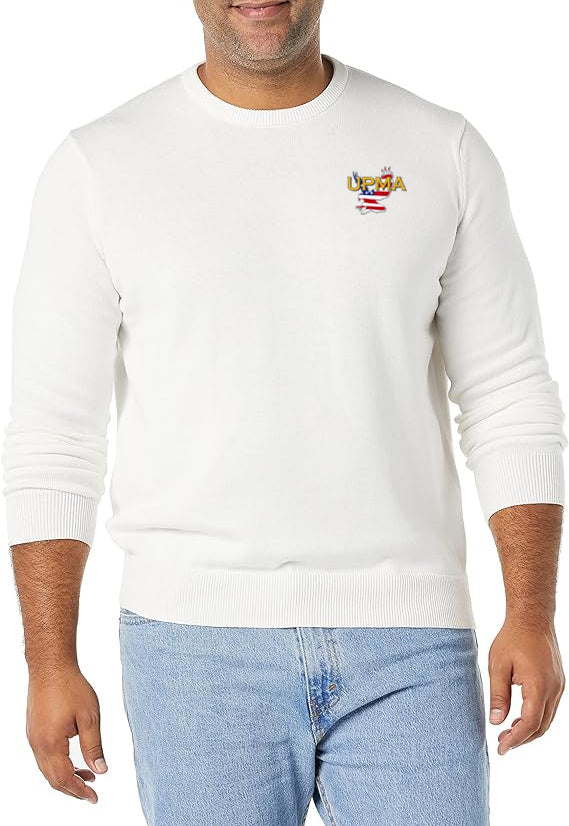 NATIONAL Logo Embroidered Long-Sleeve Crewneck Sweater, 100% Cotton