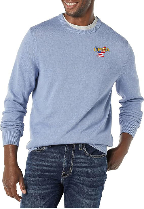 NATIONAL Logo Embroidered Long-Sleeve Crewneck Sweater, 100% Cotton