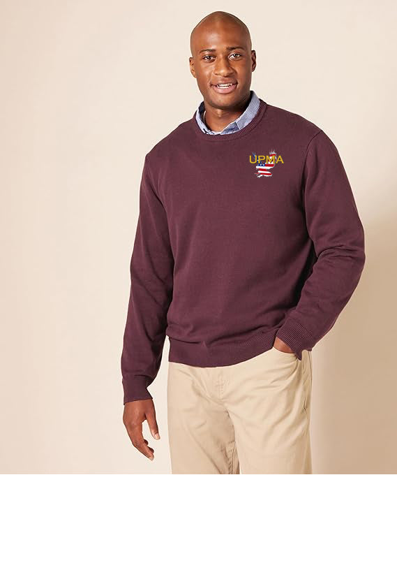 NATIONAL Logo Embroidered Long-Sleeve Crewneck Sweater, 100% Cotton