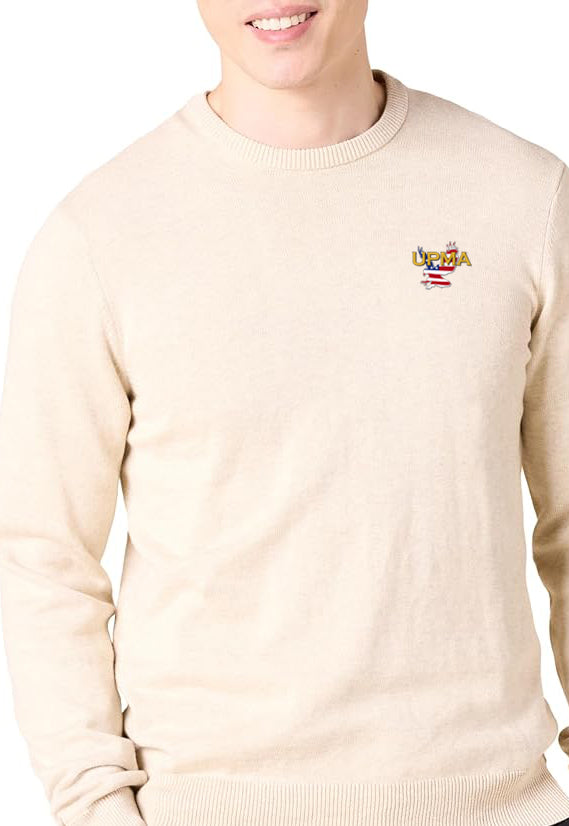 NATIONAL Logo Embroidered Long-Sleeve Crewneck Sweater, 100% Cotton