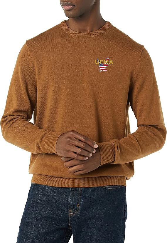 NATIONAL Logo Embroidered Long-Sleeve Crewneck Sweater, 100% Cotton