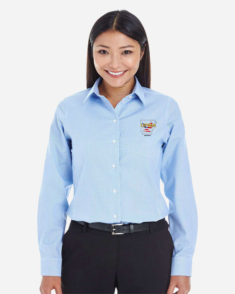 ARKANSAS  Logo Embroidered Women's Crown Collection® Broadcloth Woven Dress Shirt