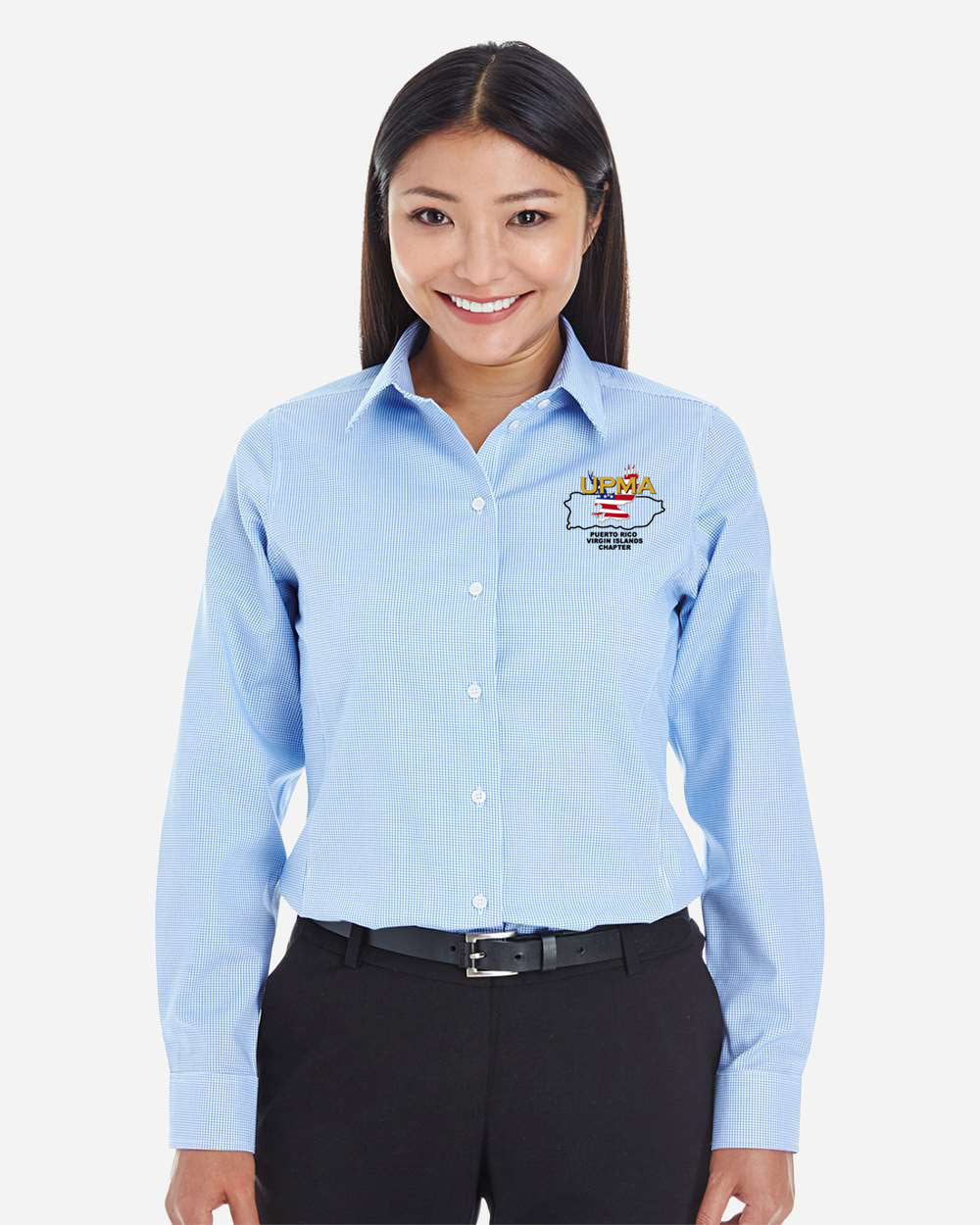 PUERTO RICO Logo Embroidered Women's Crown Collection® Broadcloth Woven Dress Shirt