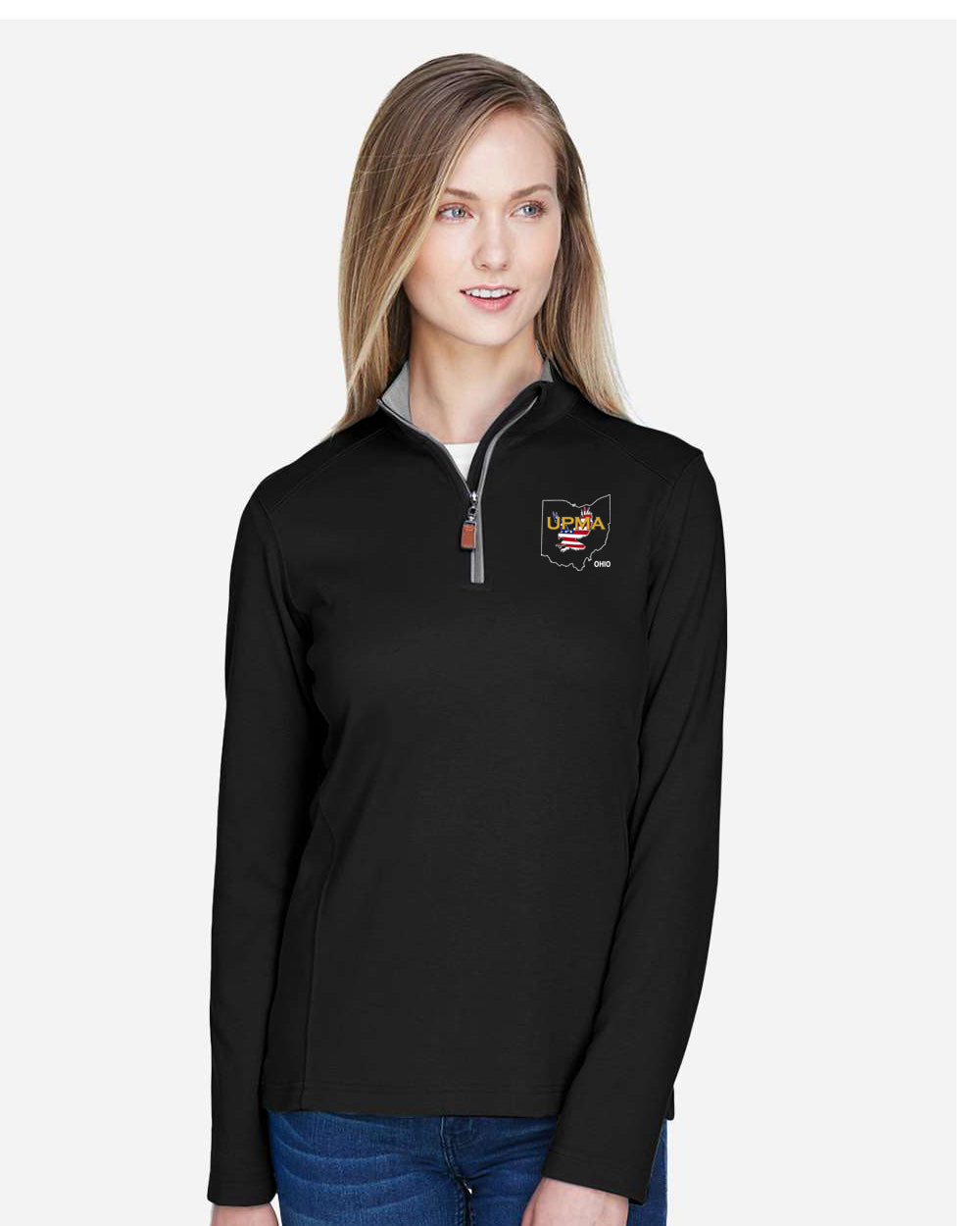 OHIO State Logo Ladies Embroidered Performance Quarter-Zip Pullover