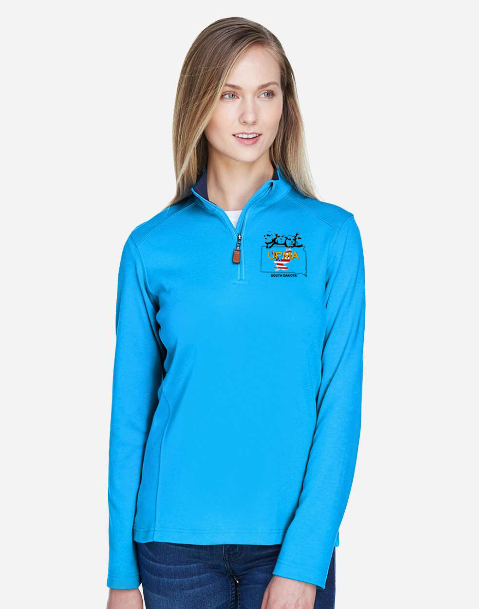 SOUTH DAKOTA  State Logo Ladies Embroidered Performance Quarter-Zip Pullover