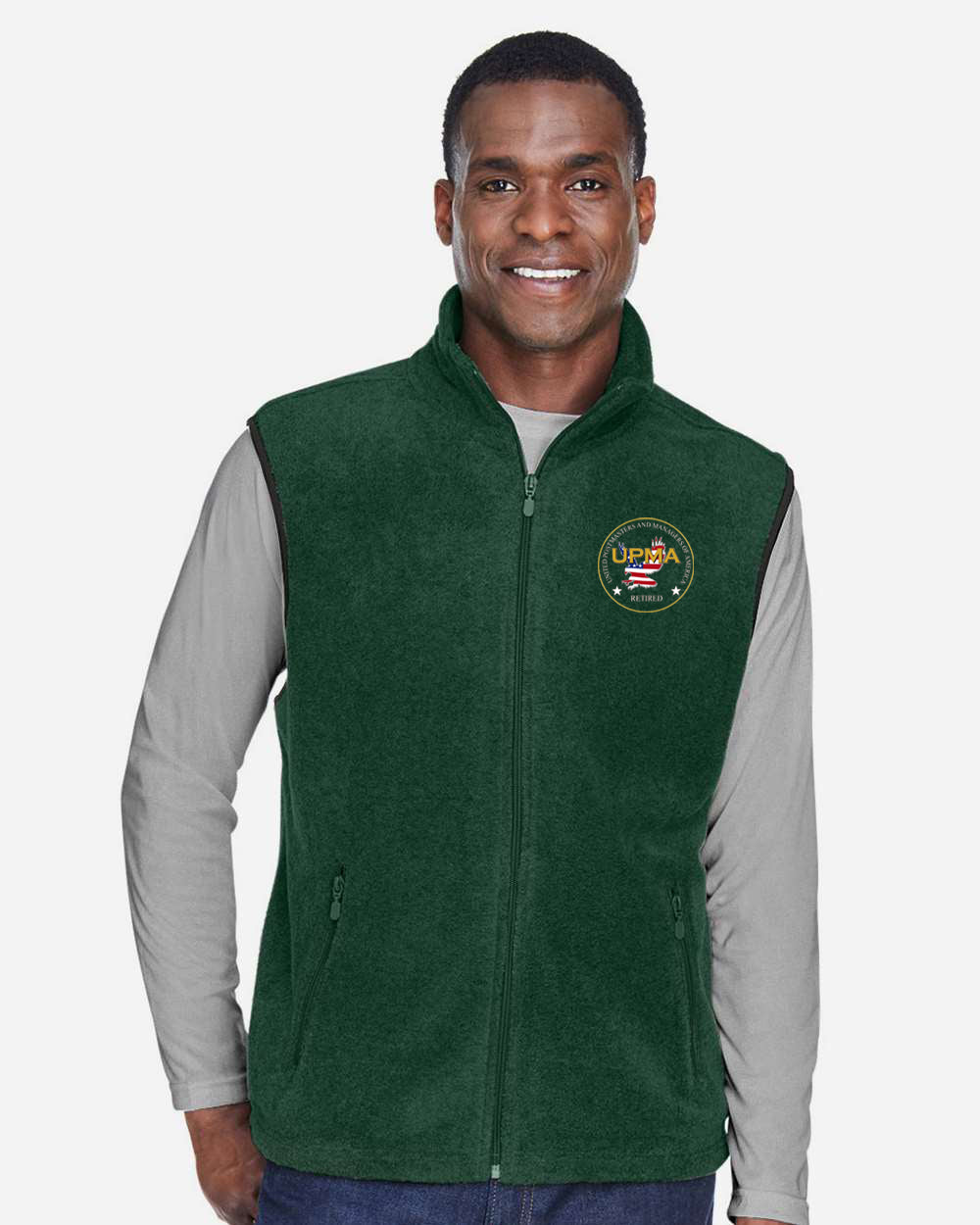 RETIRED Embroidered Unisex Fleece Full-Zip Vest