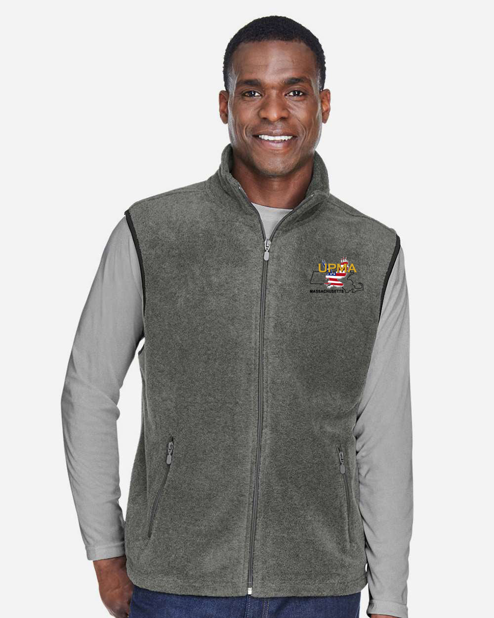 MASSACHUSETTS Embroidered Unisex Fleece Full-Zip Vest