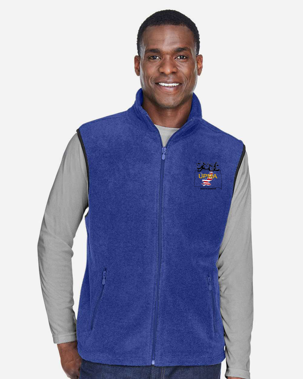 SOUTH DAKOTA Embroidered Unisex Fleece Full-Zip Vest