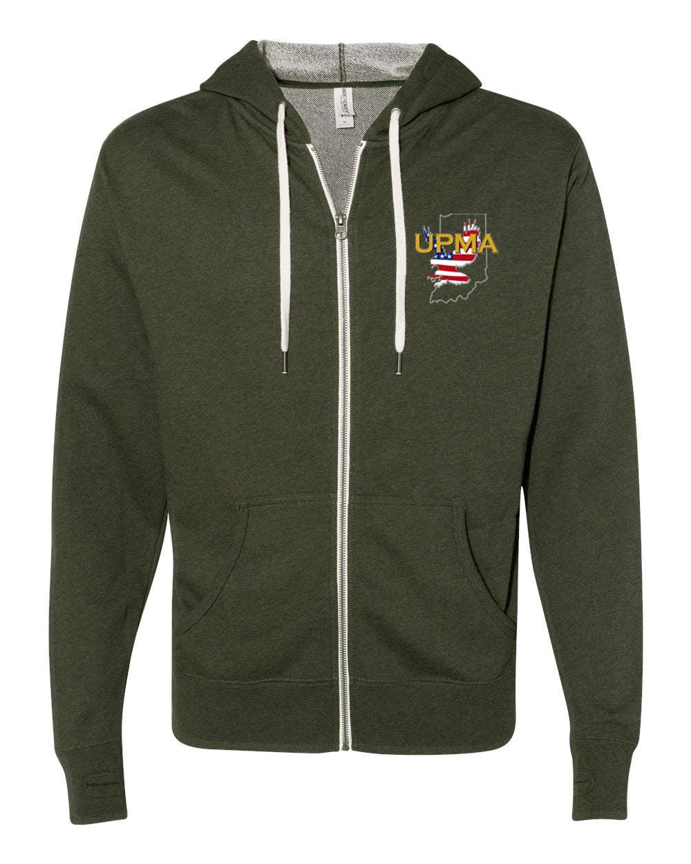 INDIANA Embroidered Heathered French Terry Full-Zip Hooded Sweatshirt