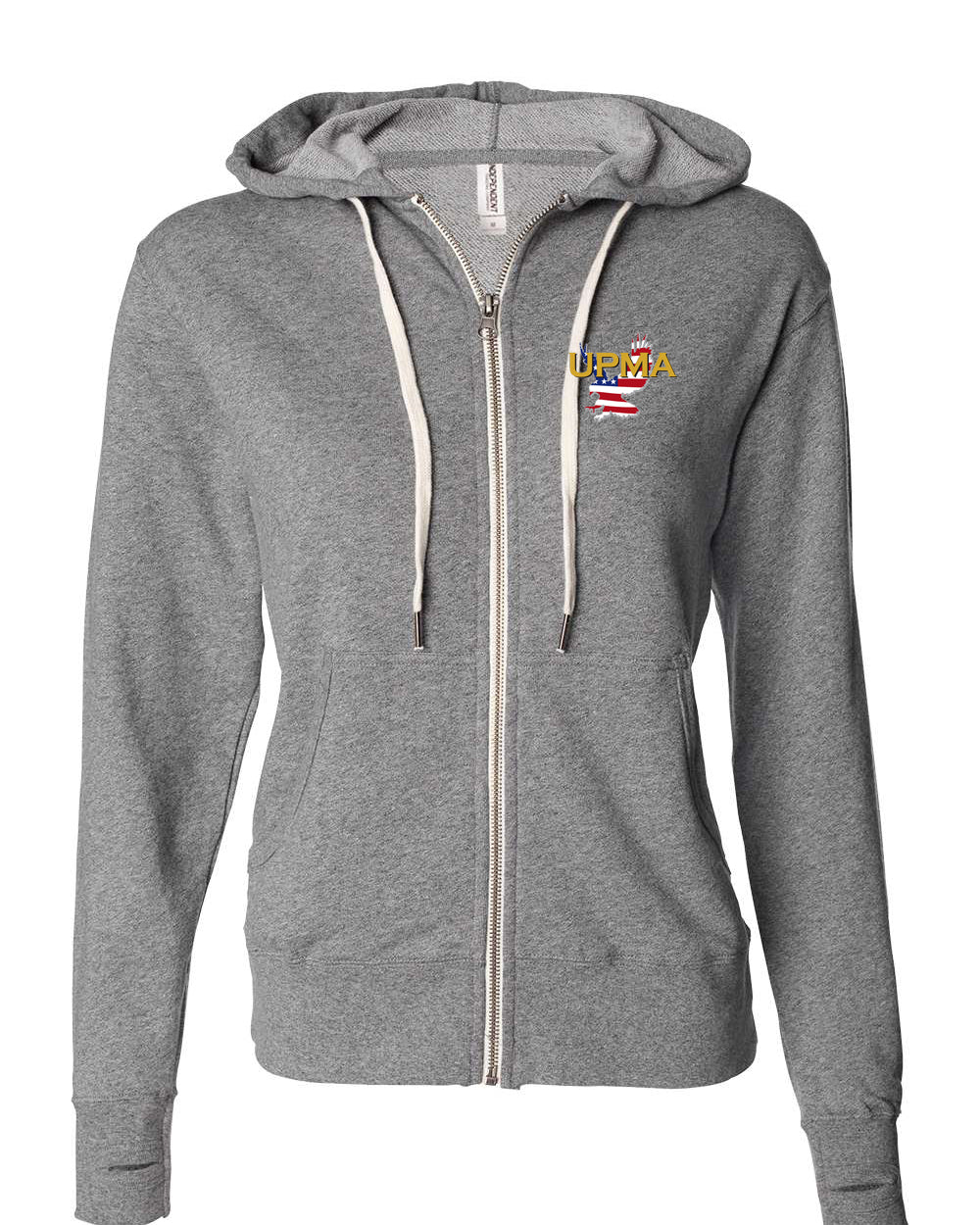 INDIANA Embroidered Heathered French Terry Full-Zip Hooded Sweatshirt