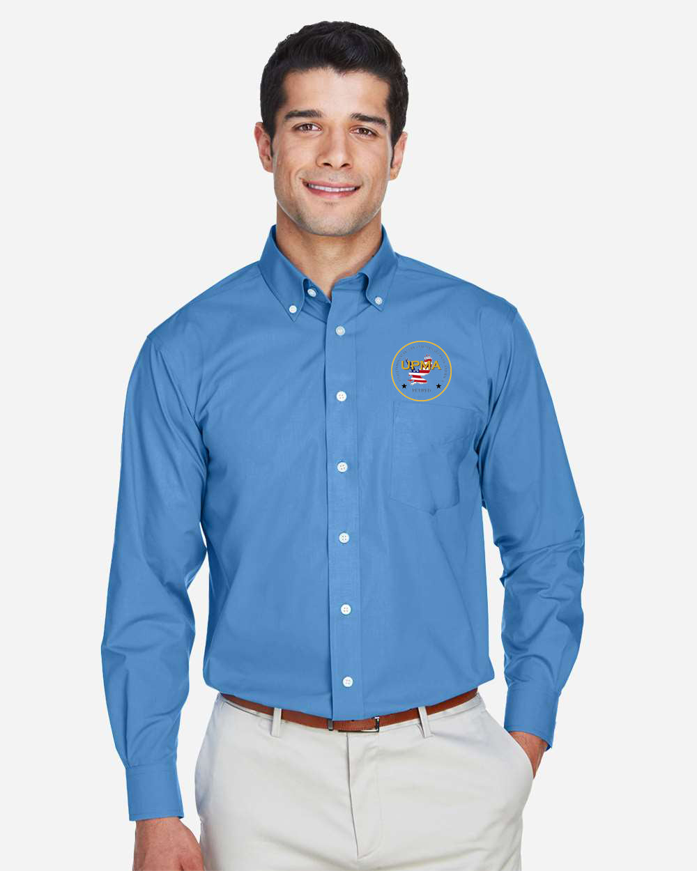 RETIRED Logo Embroidered Men's Crown Collection® Broadcloth Woven Dress Shirt
