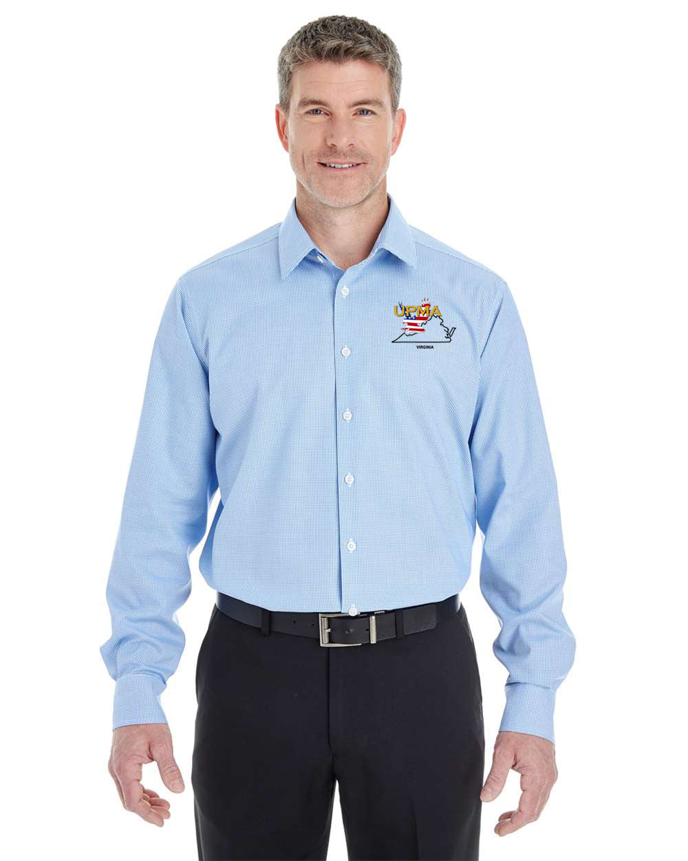 VIRGINIA Logo Embroidered Men's Crown Collection® Broadcloth Woven Dress Shirt